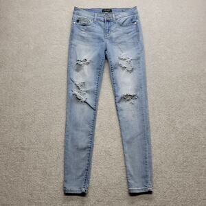 Judy Blue Womens 3/26 Skinny Jeans Distressed Ripped Light Wash Stretch Denim